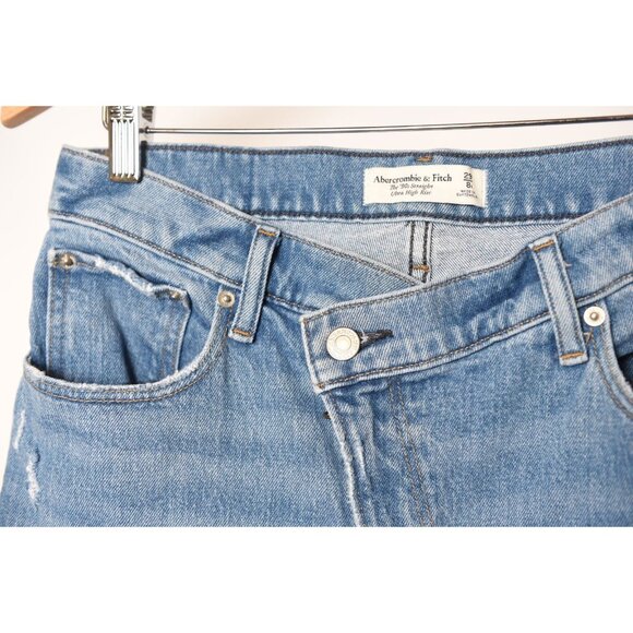 Abercrombie & Fitch Asymmetrical Button 90s High Rise Jeans SIZE 29/8 - Picture 2 of 12